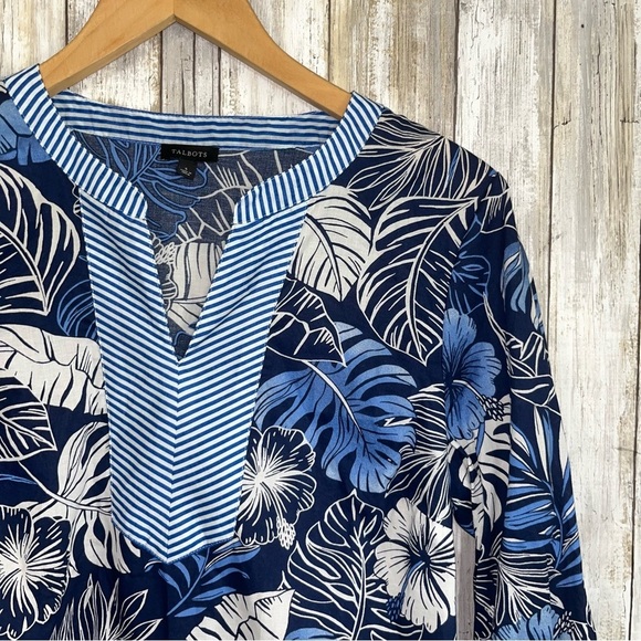 Talbots Blue Hibiscus Palms Tunic - Picture 4 of 6